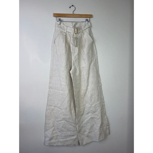 NWT The Femm Iris Super Wide Leg High Waisted Linen Pant Natura Size: Small - Picture 2 of 8